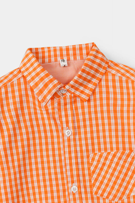 Boys' Checkered Casual Shirt – 100% Cotton, Long Sleeve, Button-Down, Stylish, Comfortable and Trendy