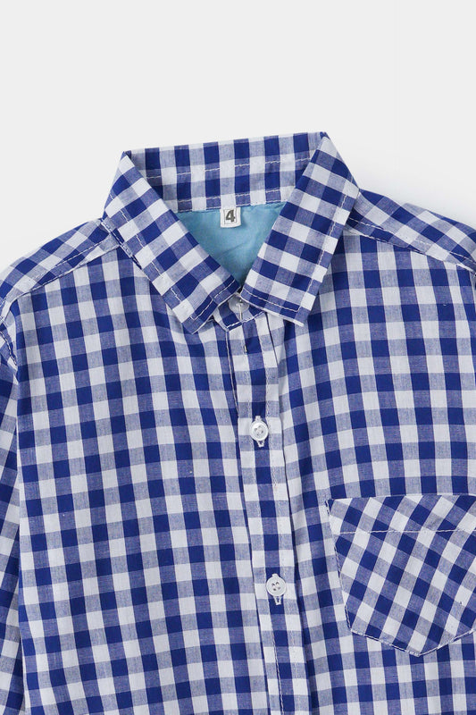 Boys' Checkered Casual Shirt – 100% Cotton, Long Sleeve, Button-Down, Stylish & Comfortable