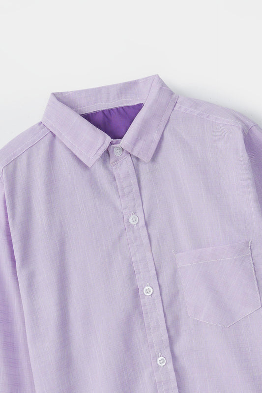 Boys' Plain Casual Shirt – 100% Cotton, Long Sleeve, Button-Down, Stylish, Comfortable & Trendy