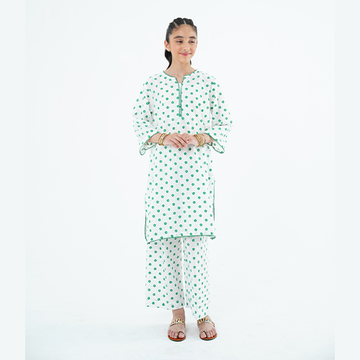 Girls' White 'Noor' Dress – Elegant China Cotton Outfit for Special Occasions
