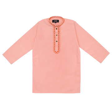 Light Pink Embroidered Kurta with White Trousers – Elegant & Comfortable Festive Wear