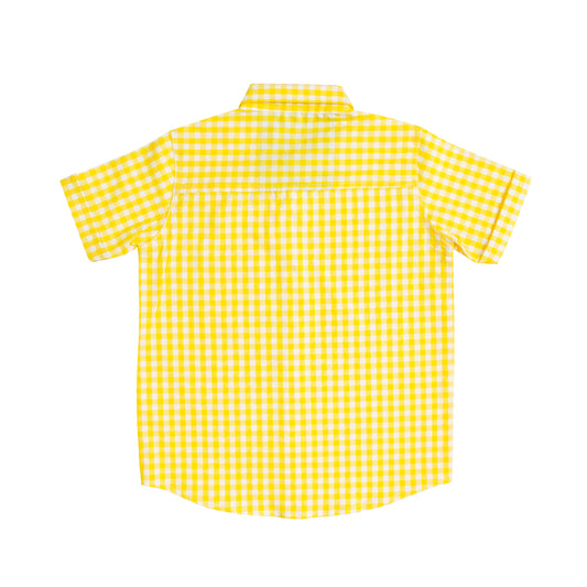 Boys' Checkered Casual Shirt – Cotton, Short Sleeve, Button-Up, Breathable Fabric