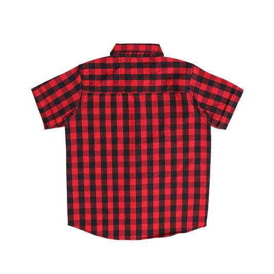 Boys' Checkered Casual Shirt – 100% Cotton, Short Sleeve, Button-Up, Trendy & Comfortable