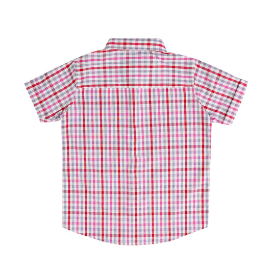 Boys' Checkered Casual Shirt – 100% Cotton, Short Sleeve, Button-Up, Stylish & Comfortable