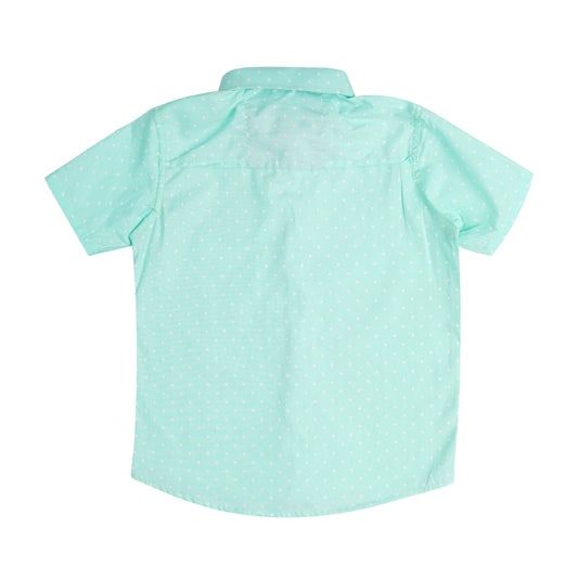 Boys' Printed Cotton Shirt – Ferozi, Short Sleeve, Button-Up, Stylish & Comfortable