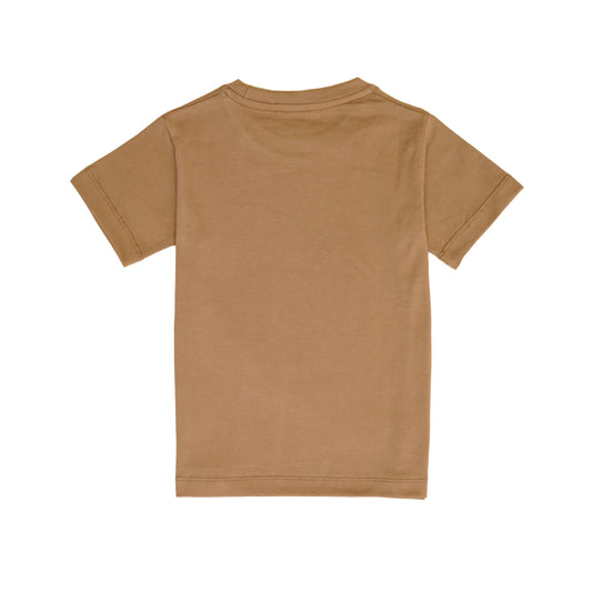 Boys' "Happier" Printed T-Shirt – Casual Brown Cotton Tee for Everyday Comfort