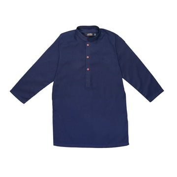 Navy Blue Jacquard Kurta with White Trousers – Elegant & Comfortable Traditional Wear