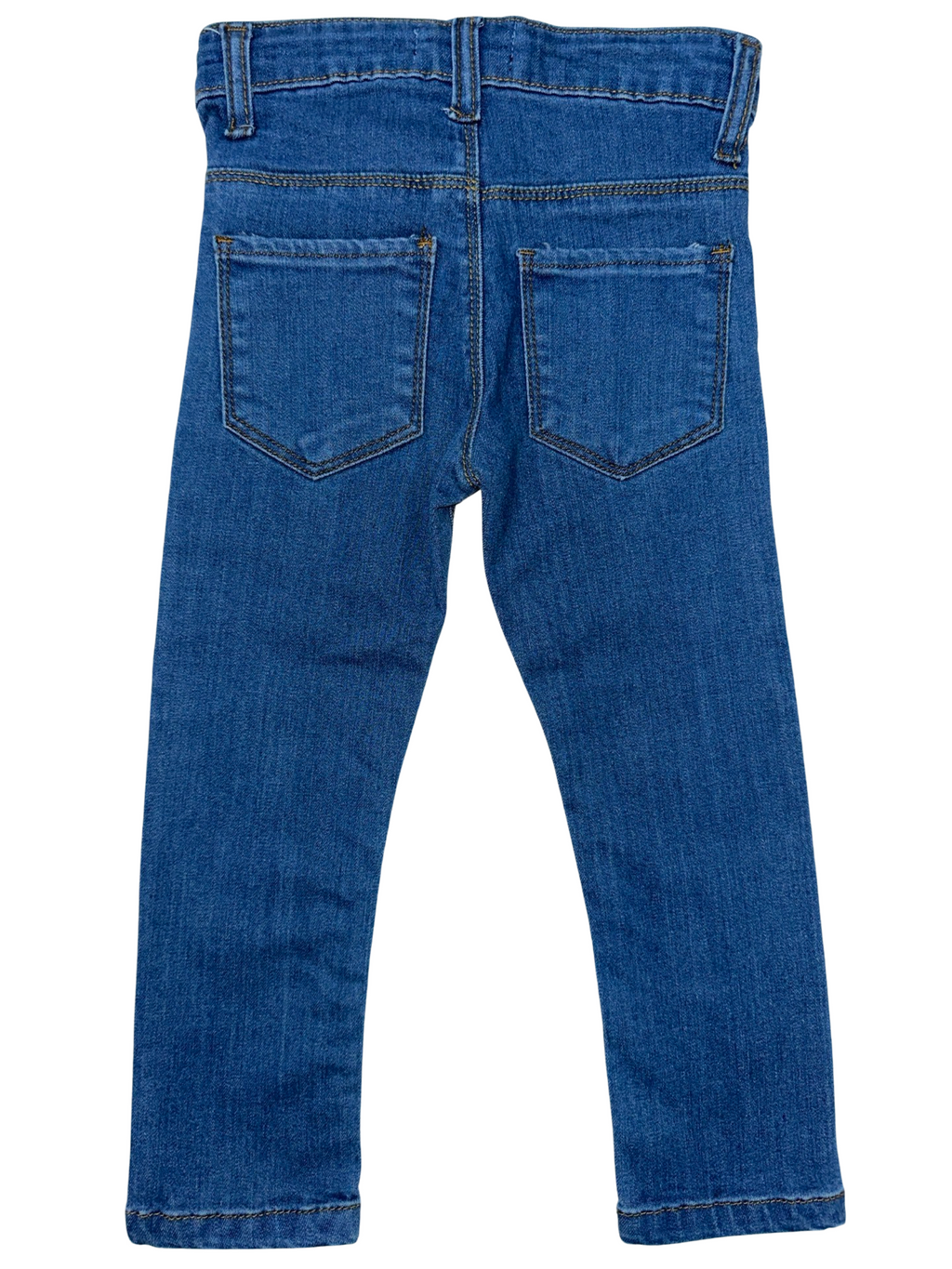 Girls' Mid Wash Blue Embroidered Power Stretch Denim Jeans – Trendy & Comfortable