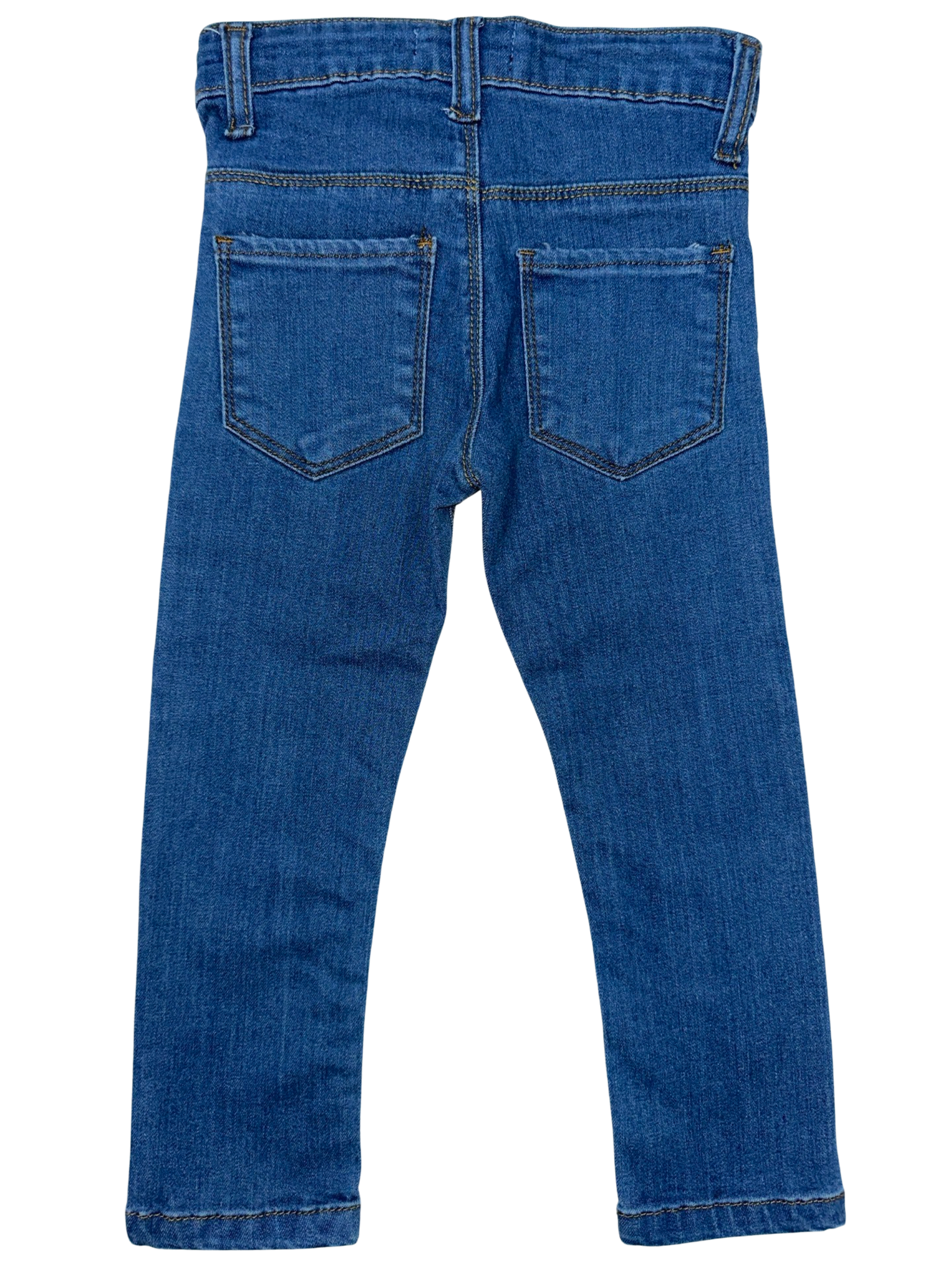 Girls' Mid Wash Blue Embroidered Power Stretch Denim Jeans – Trendy & Comfortable