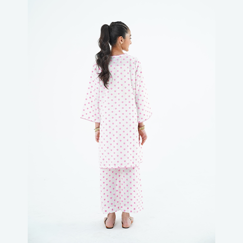 Girls' 'Sifra' Dress – Light Pink Printed Lawn Outfit for Special Occasions & Casual Wear