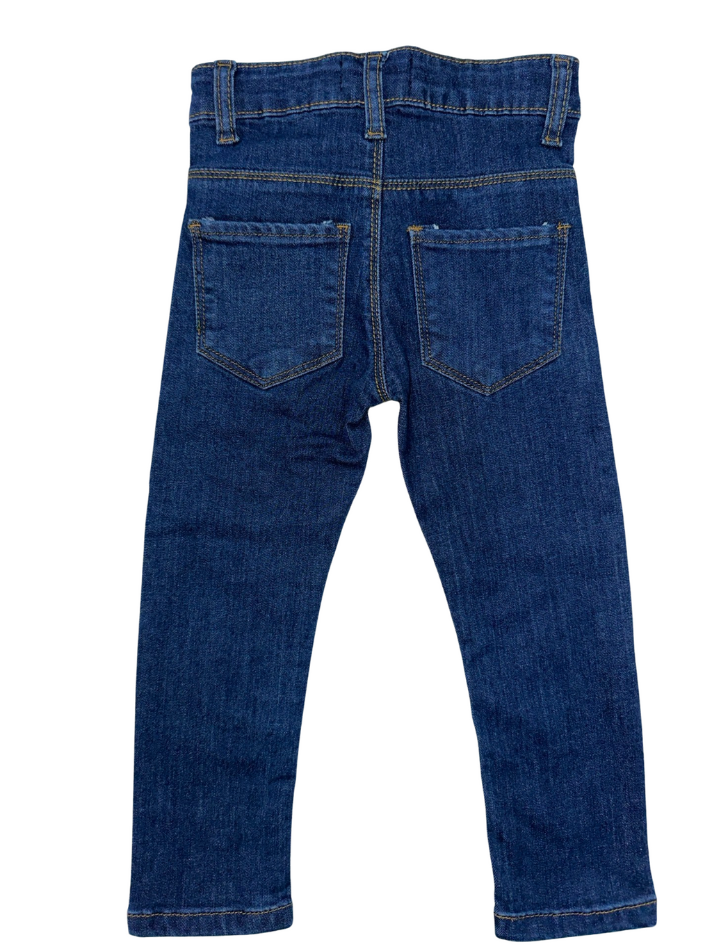 Girls' Dark Wash Blue Embroidered Power Stretch Denim Jeans – Stylish & Comfortable