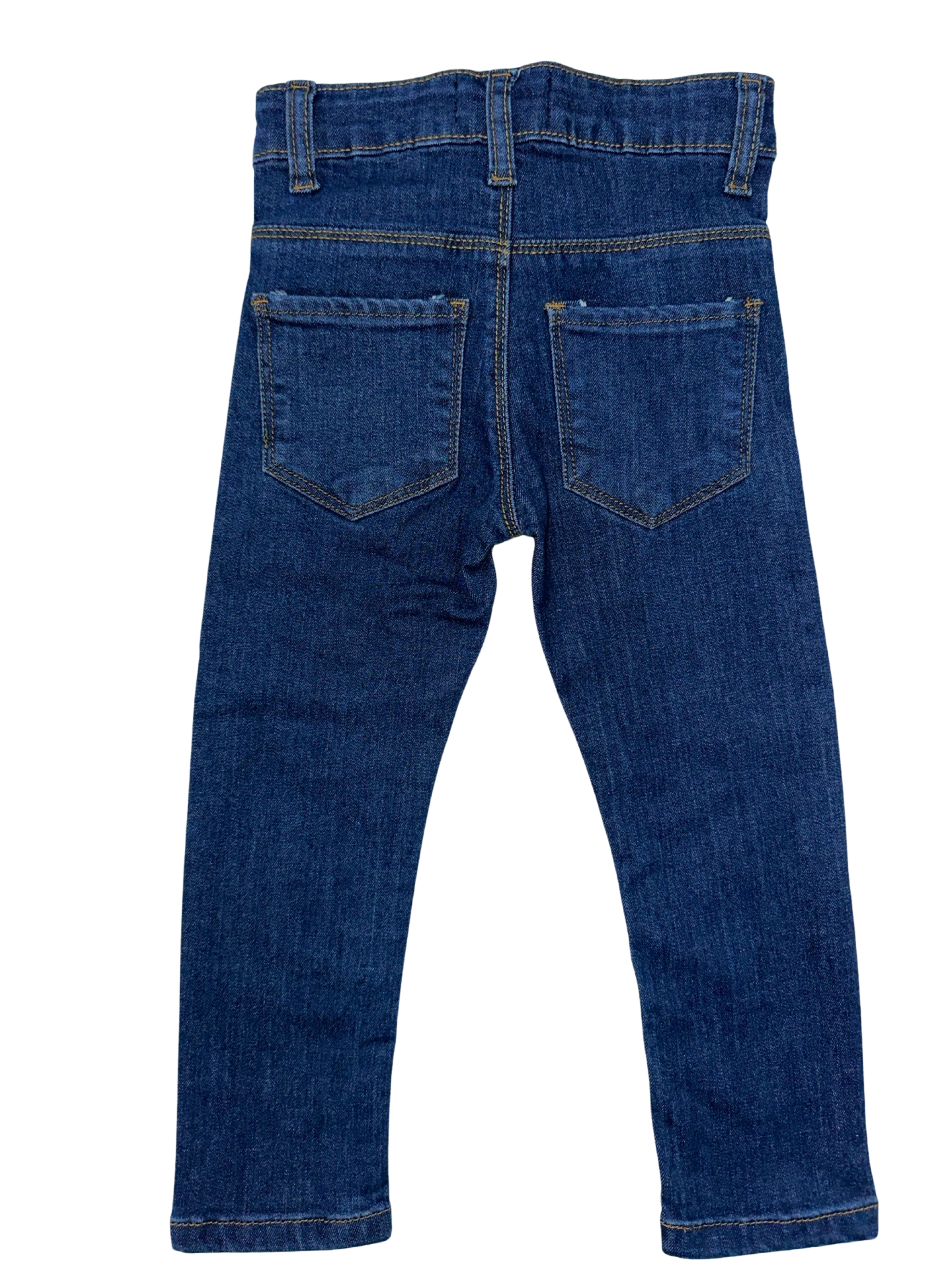Girls' Dark Wash Blue Embroidered Power Stretch Denim Jeans – Stylish & Comfortable