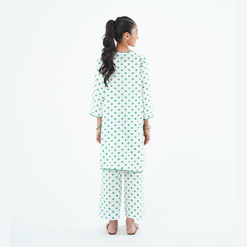 Girls' White 'Noor' Dress – Elegant China Cotton Outfit for Special Occasions