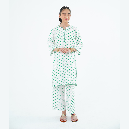 Girls' White 'Noor' Dress – Elegant China Cotton Outfit for Special Occasions