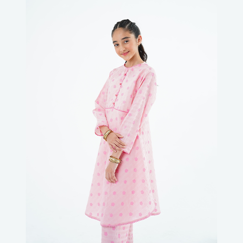 Girls' 'Zari' Dress – Light Pink China Cotton Outfit for Special Occasions