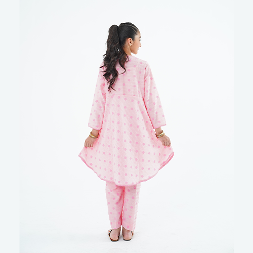 Girls' 'Zari' Dress – Light Pink China Cotton Outfit for Special Occasions