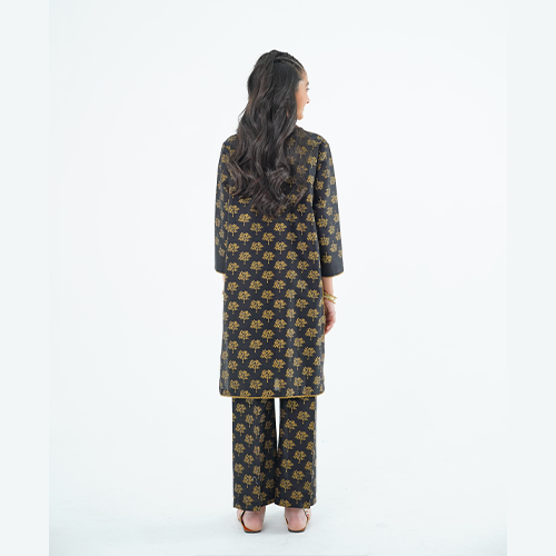 Girls' 'Nargis' Dress – Black Printed Lawn Outfit for Elegant Everyday & Festive Wear