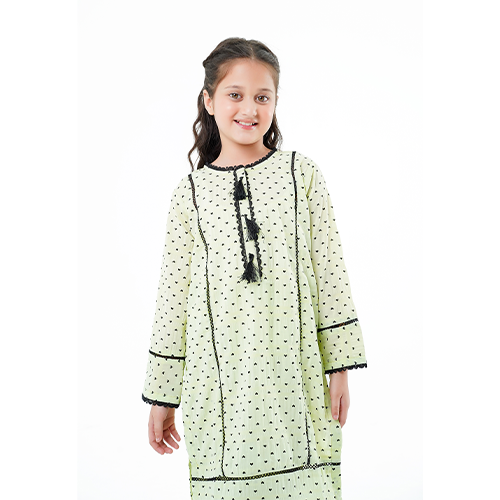 Girls' 'Tamanna' Dress – Lemon Yellow China Cotton Outfit for Special Occasions