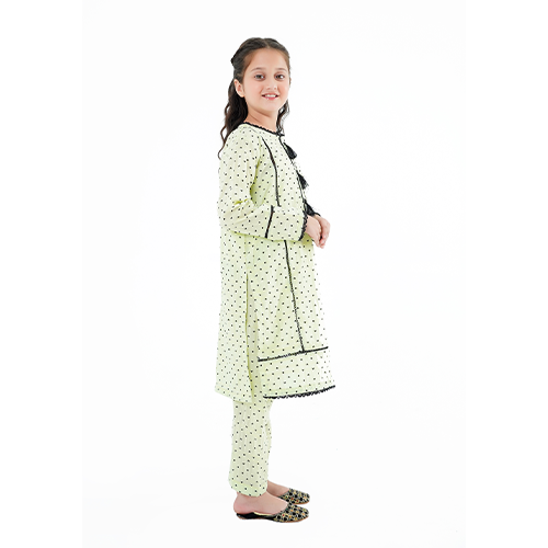 Girls' 'Tamanna' Dress – Lemon Yellow China Cotton Outfit for Special Occasions