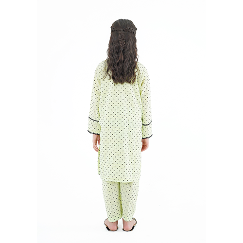 Girls' 'Tamanna' Dress – Lemon Yellow China Cotton Outfit for Special Occasions