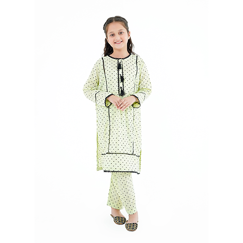 Girls' 'Tamanna' Dress – Lemon Yellow China Cotton Outfit for Special Occasions