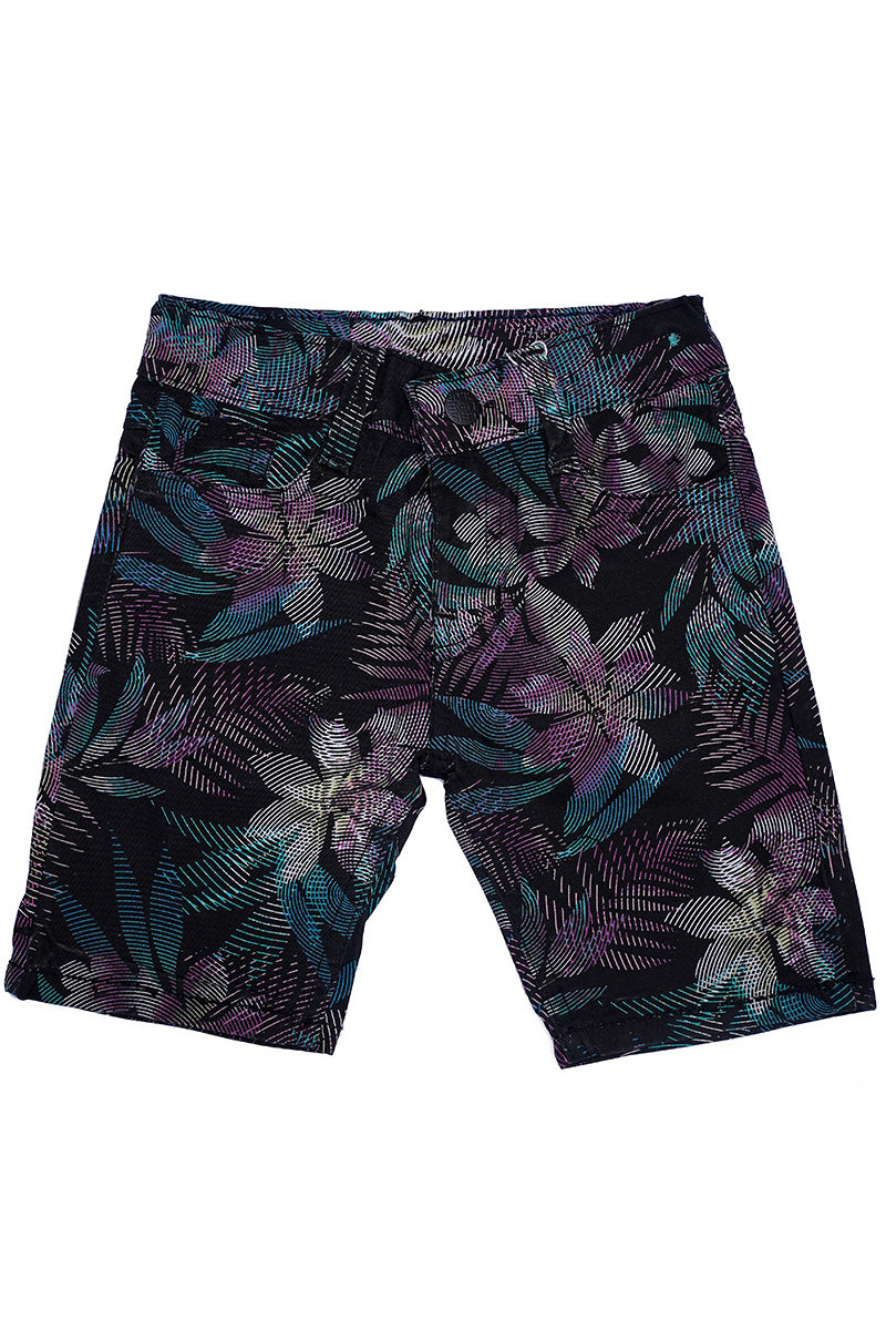Black Printed Twill Shorts – Stylish & Comfortable Summer Wear