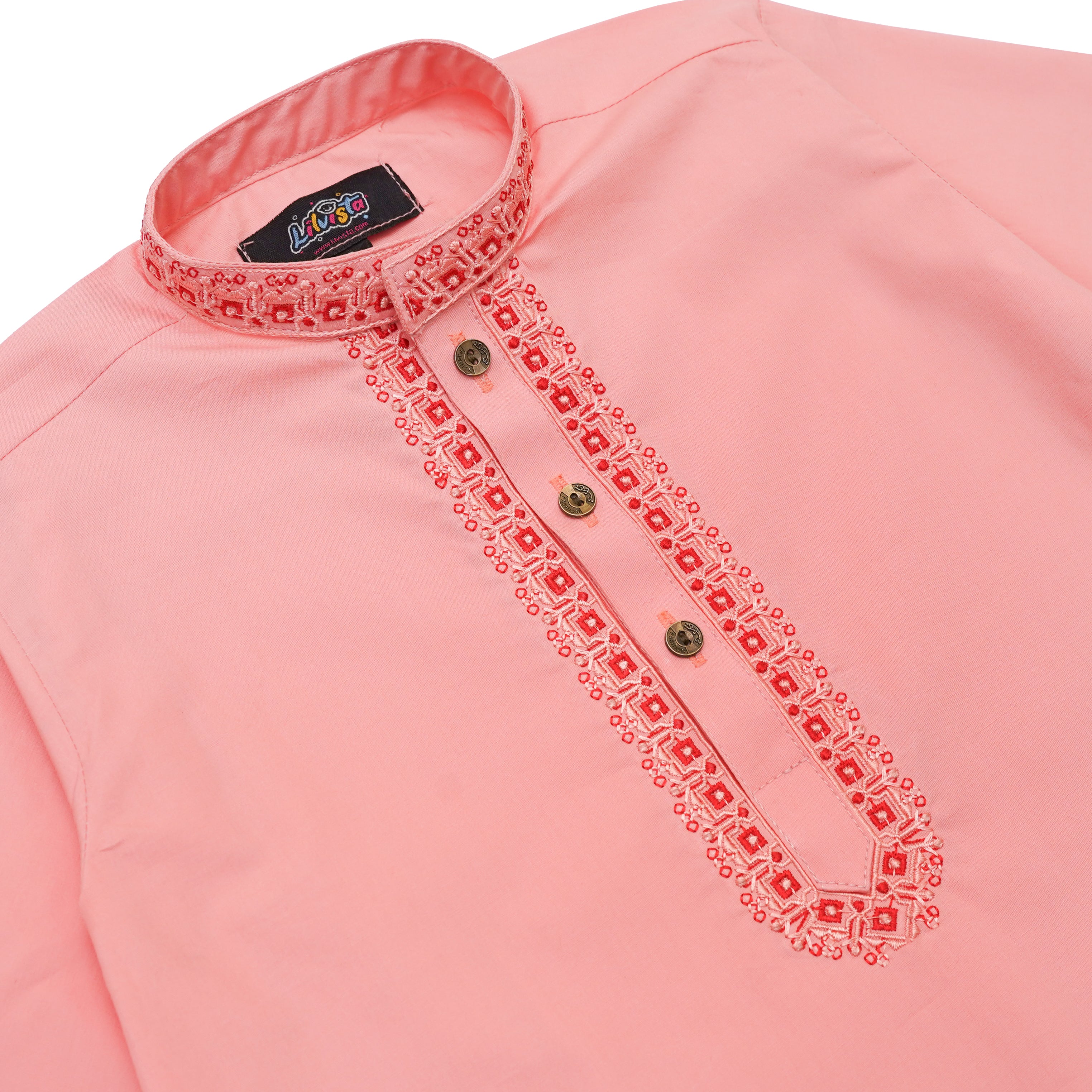 Light Pink Embroidered Kurta with White Trousers – Elegant & Comfortable Festive Wear