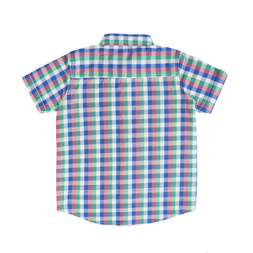 Boys' Checkered Casual Shirt – 100% Cotton, Short Sleeve, Button-Up, Stylish & Comfortable