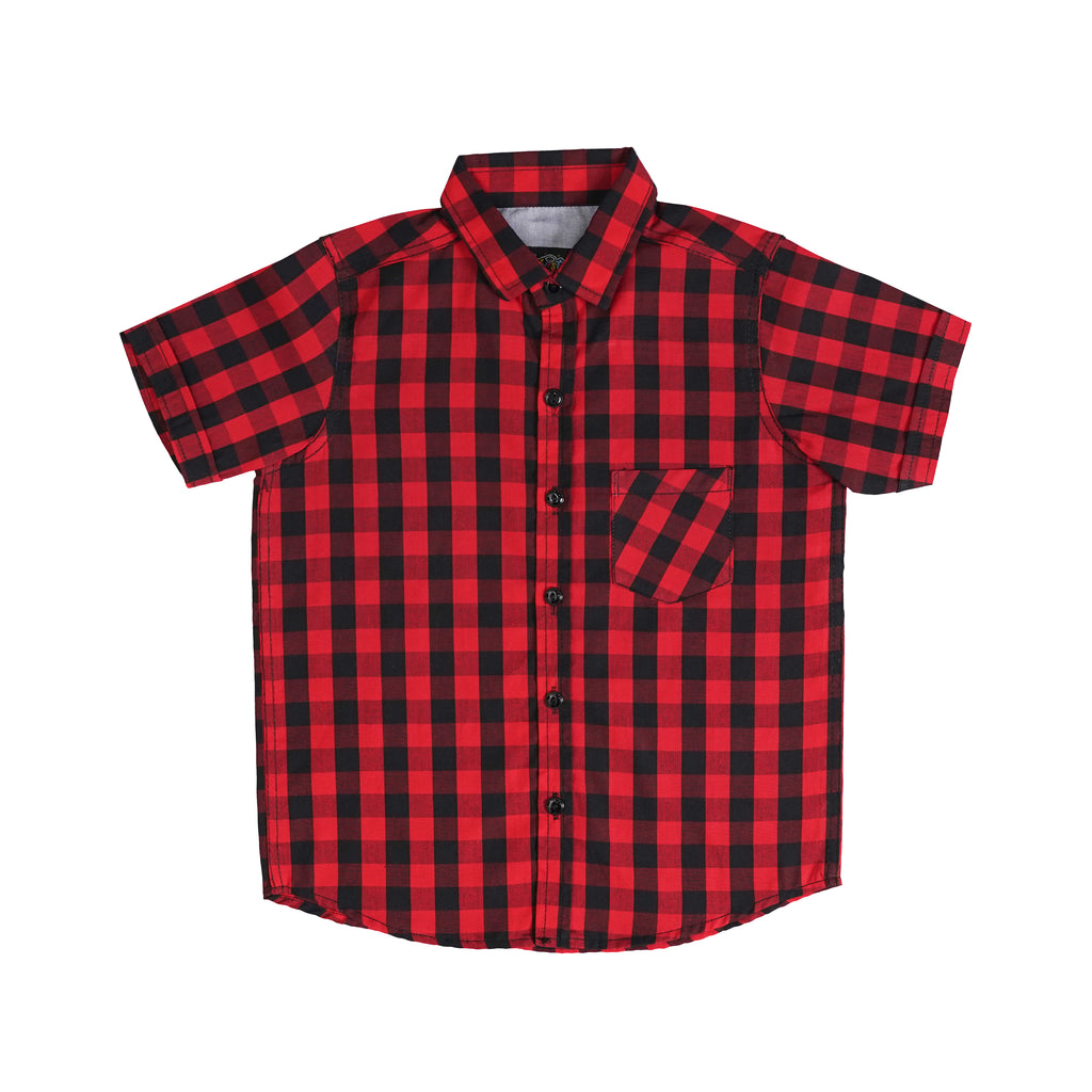 Boys' Checkered Casual Shirt – 100% Cotton, Short Sleeve, Button-Up, Trendy & Comfortable