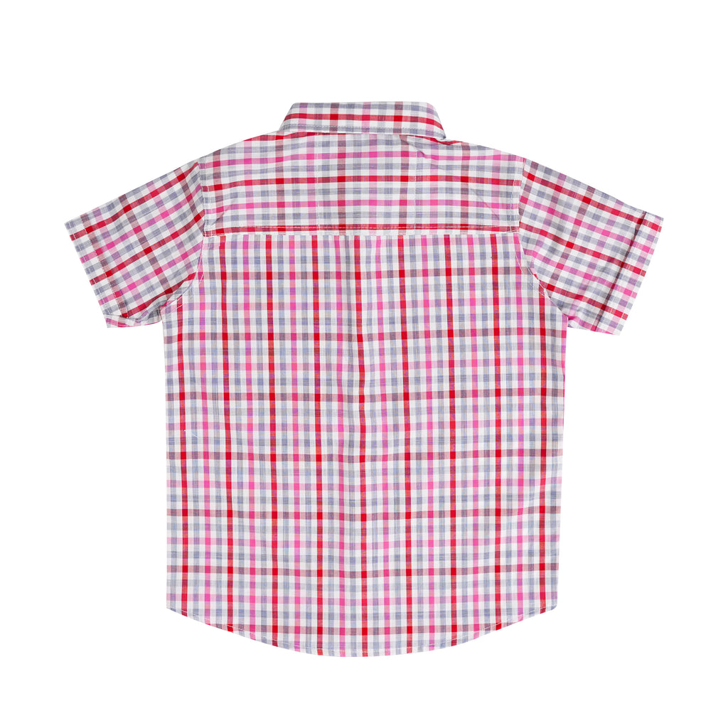 Boys' Checkered Casual Shirt – 100% Cotton, Short Sleeve, Button-Up, Stylish & Comfortable
