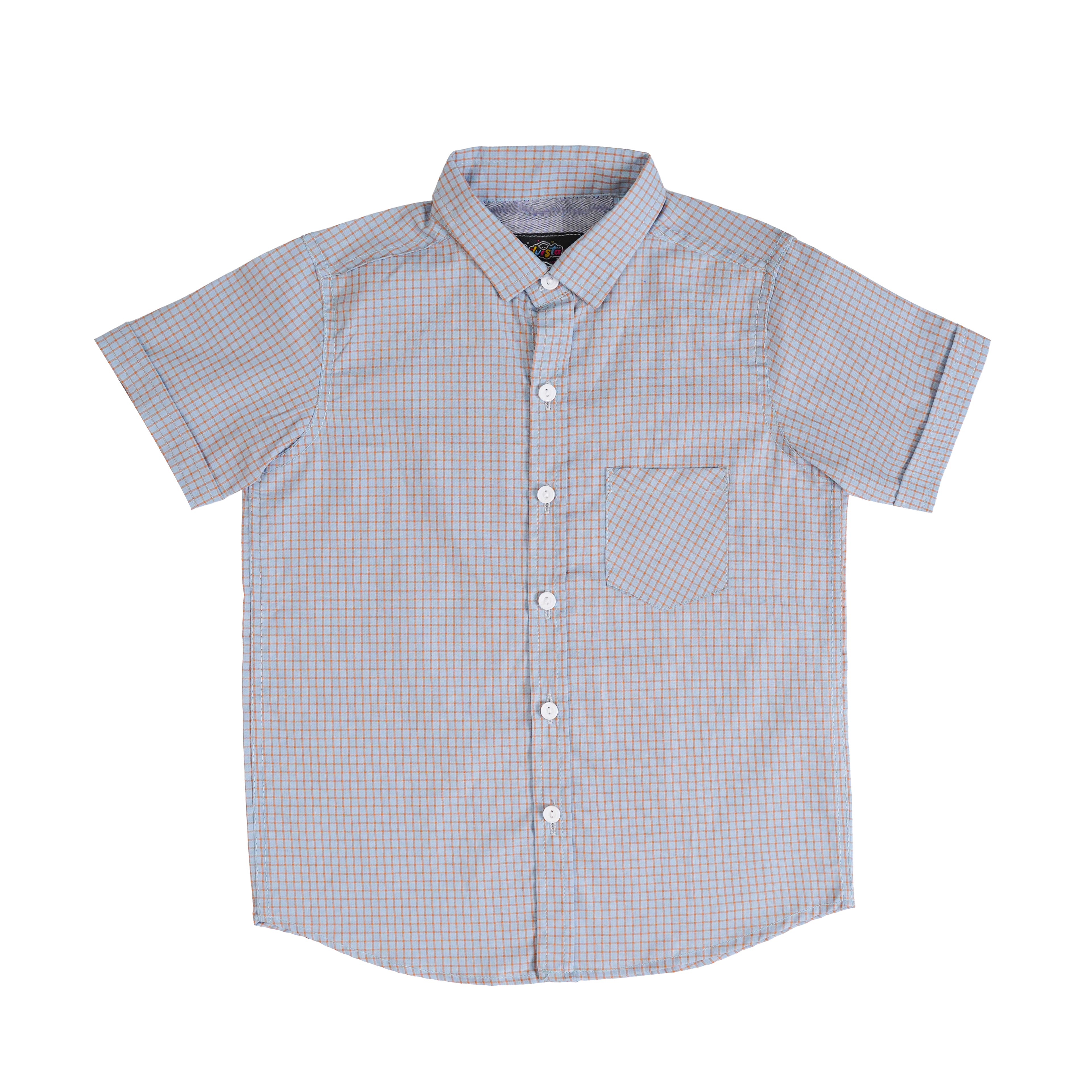 Boys' Checkered Casual Shirt – 100% Cotton, Short Sleeve, Button-Up, Stylish & Comfortable