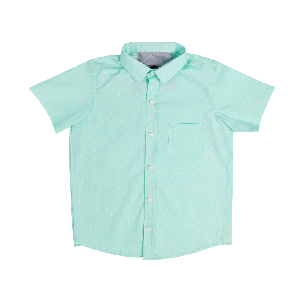 Boys' Printed Cotton Shirt – Ferozi, Short Sleeve, Button-Up, Stylish & Comfortable