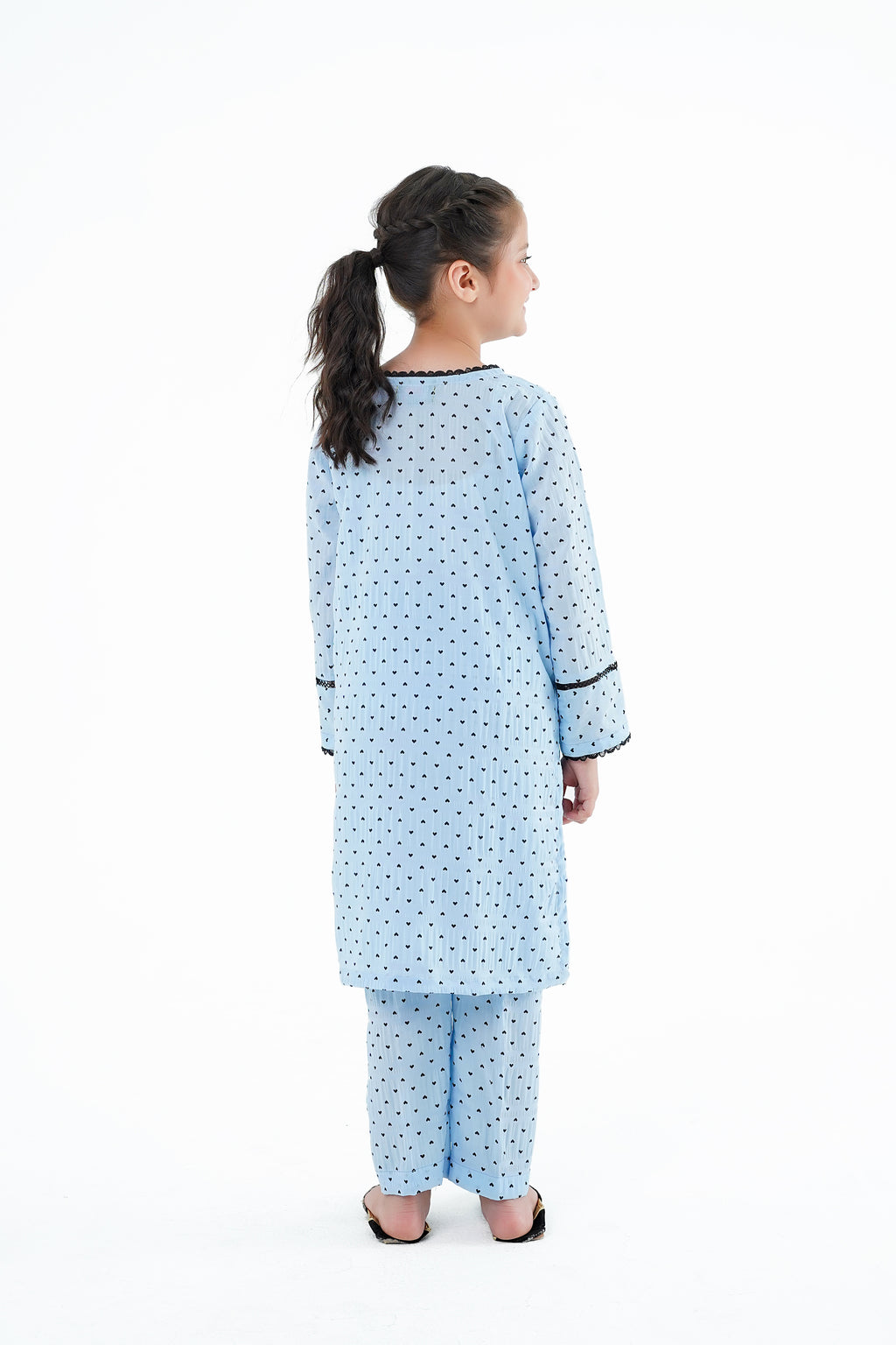 Girls' 'Mehak' Dress – Sky Blue China Cotton Outfit for Special Occasions