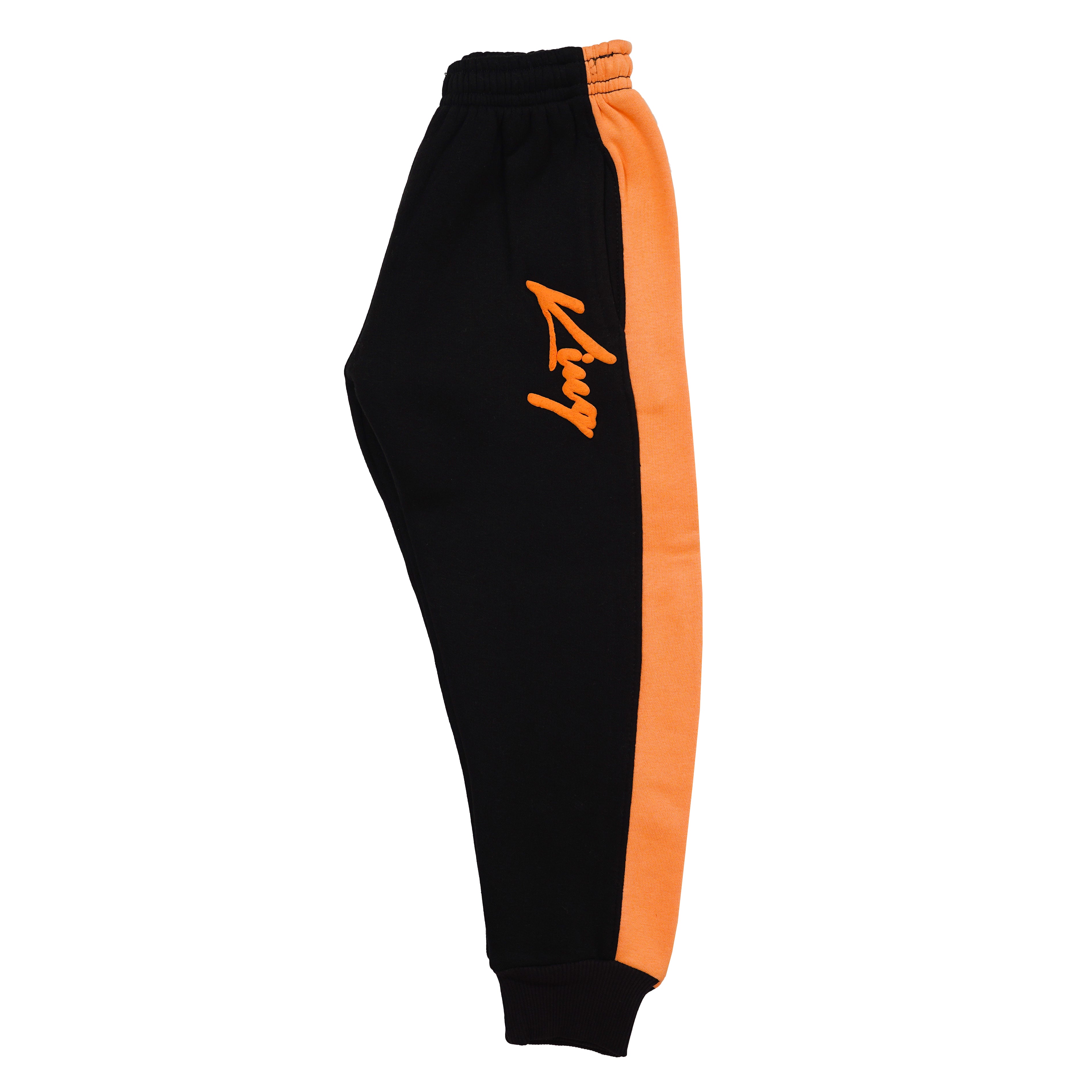 BLACK & ORANGE PANEL KING PRINTED TRACKSUIT