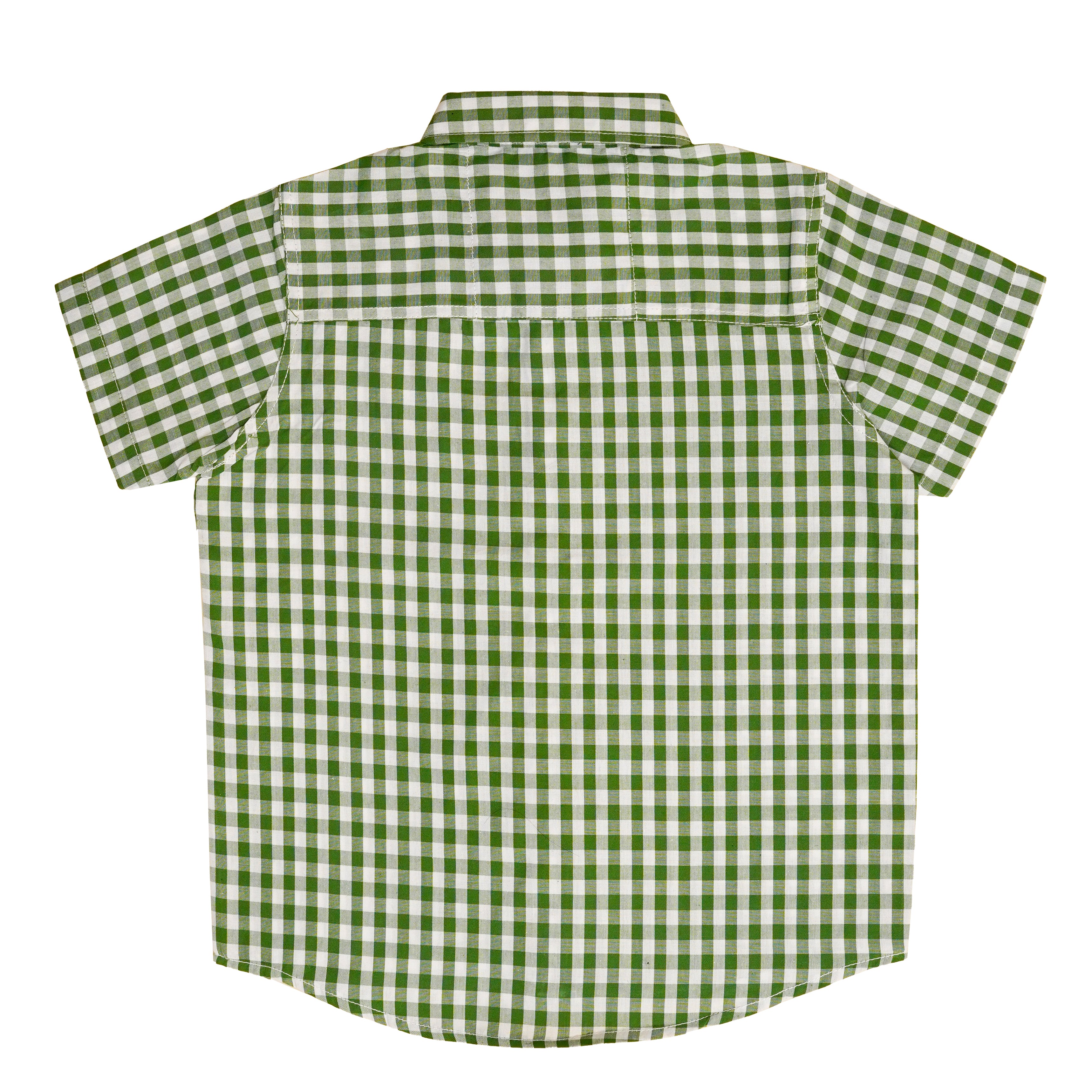 Boys' Checkered Casual Shirt – Green & White Cotton Shirt for All-Day Comfort