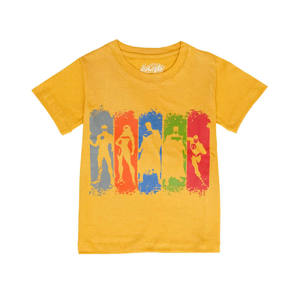 Super Heroes T-Shirt – Yellow Cotton Tee for Everyday Adventure
