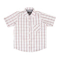 Boys' Checkered Casual Shirt – White, Red & Black Plaid, Short Sleeve, 100% Cotton