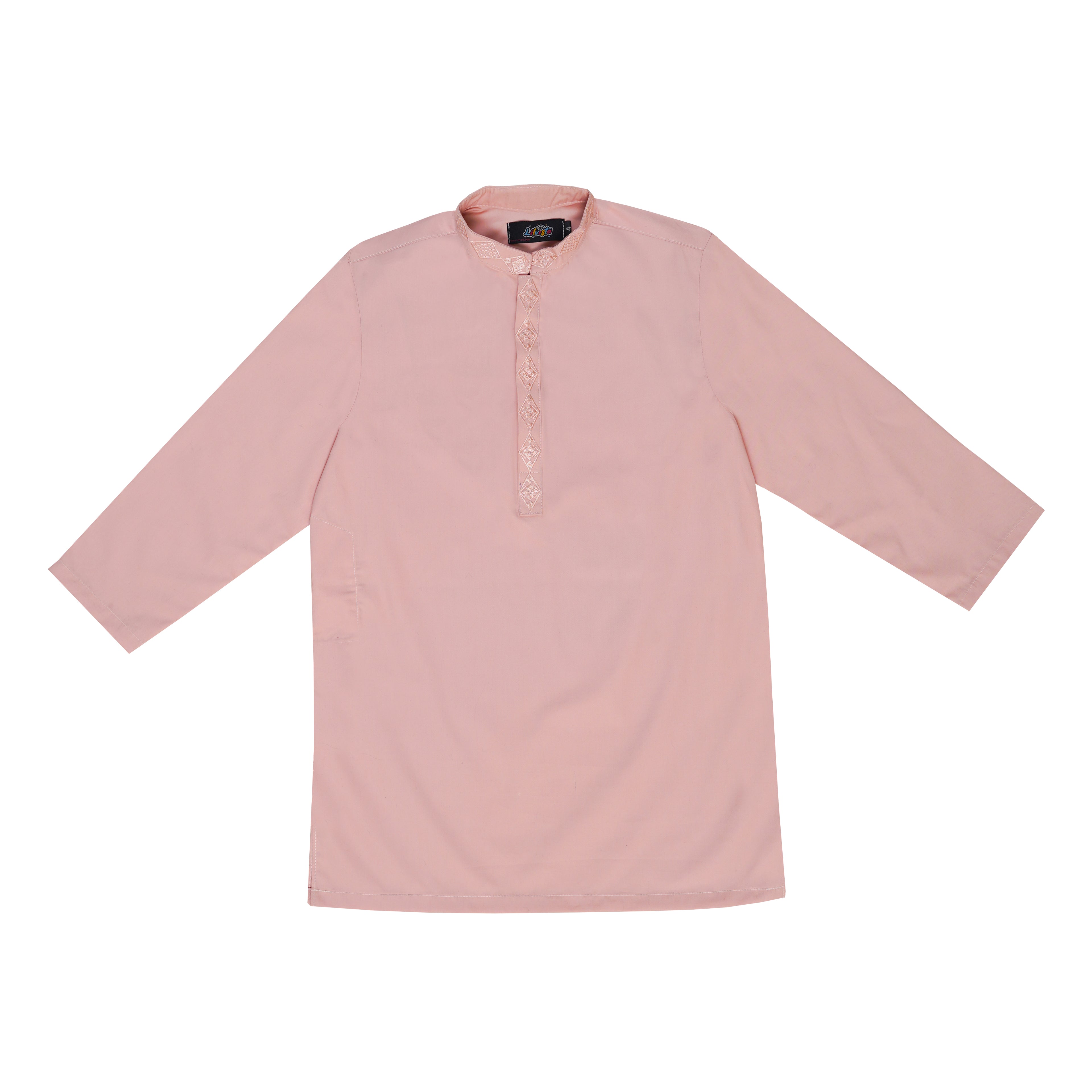 Light Pink Embroidered Kurta with White Trousers – Classic & Comfortable Ethnic Wear