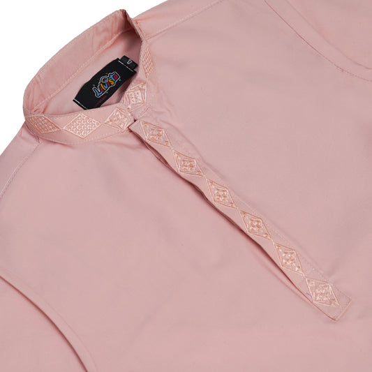 LIGHT PINK EMBRIODED KURTA WITH WHITE TROUSER