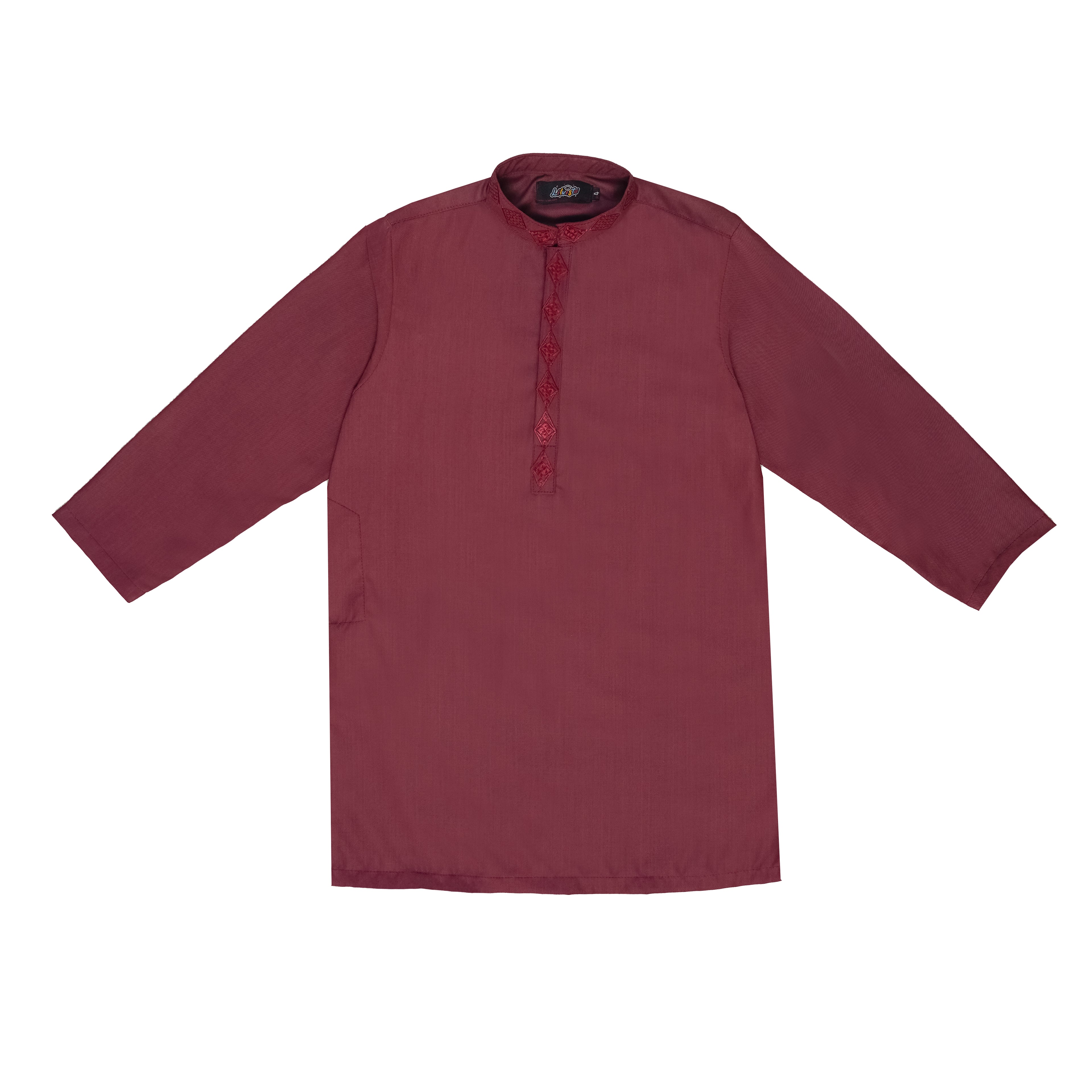 Raspberry Embroidered Kurta with White Trousers – 100% Cotton Kids' Traditional Outfit