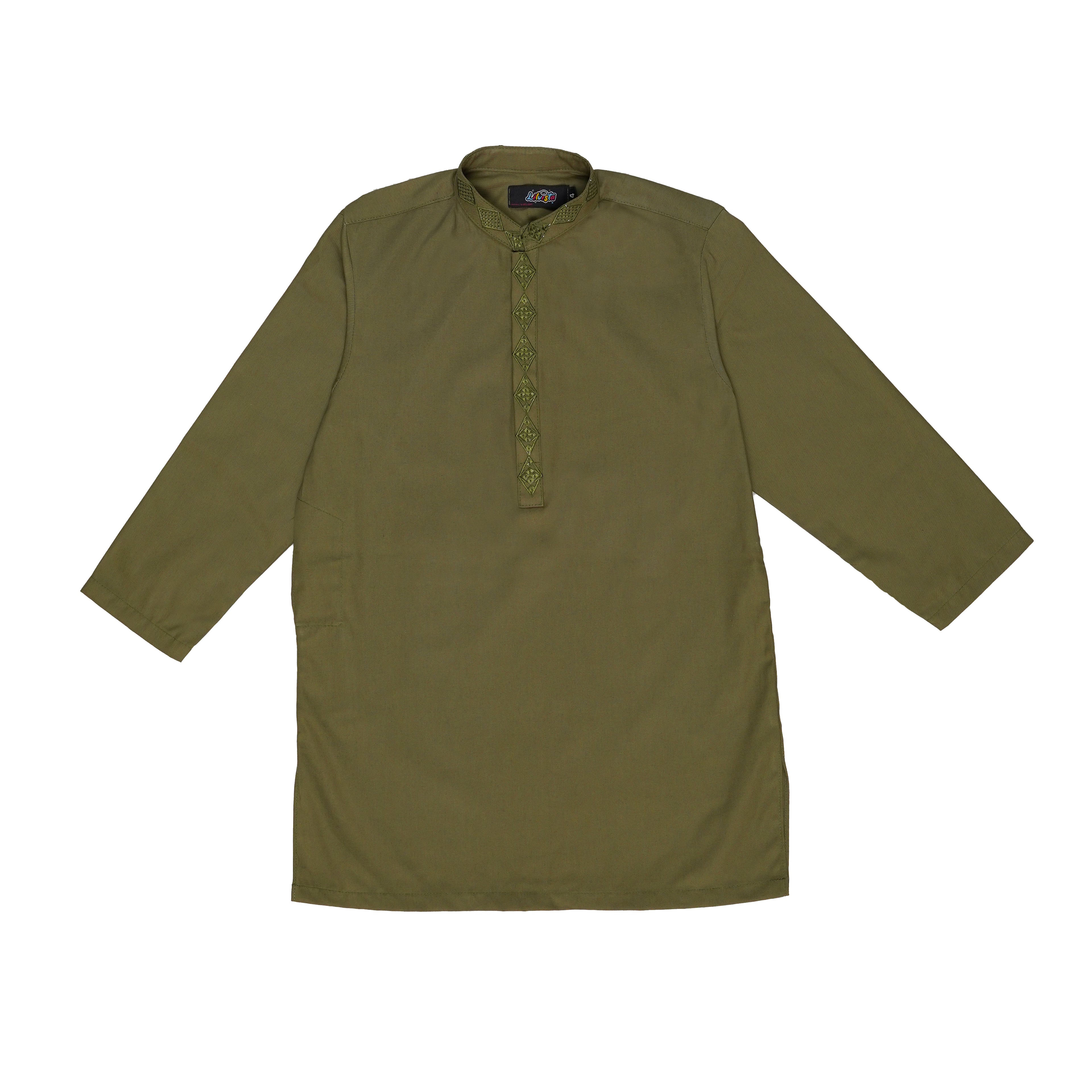 Olive Embroidered Kurta with White Trousers – Stylish & Comfortable Festive Wear