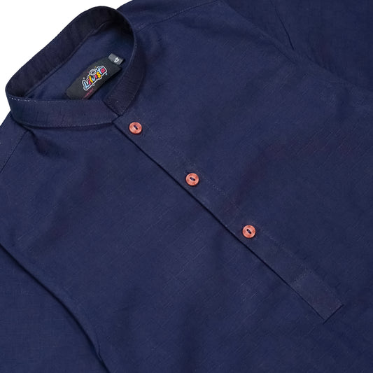 NAVY BLUE JACQUARD KURTA WITH WHITE TROUSER