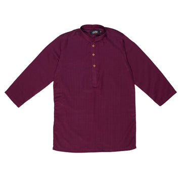 BURGUNDY JACQUARD KURTA WITH WHITE TROUSER