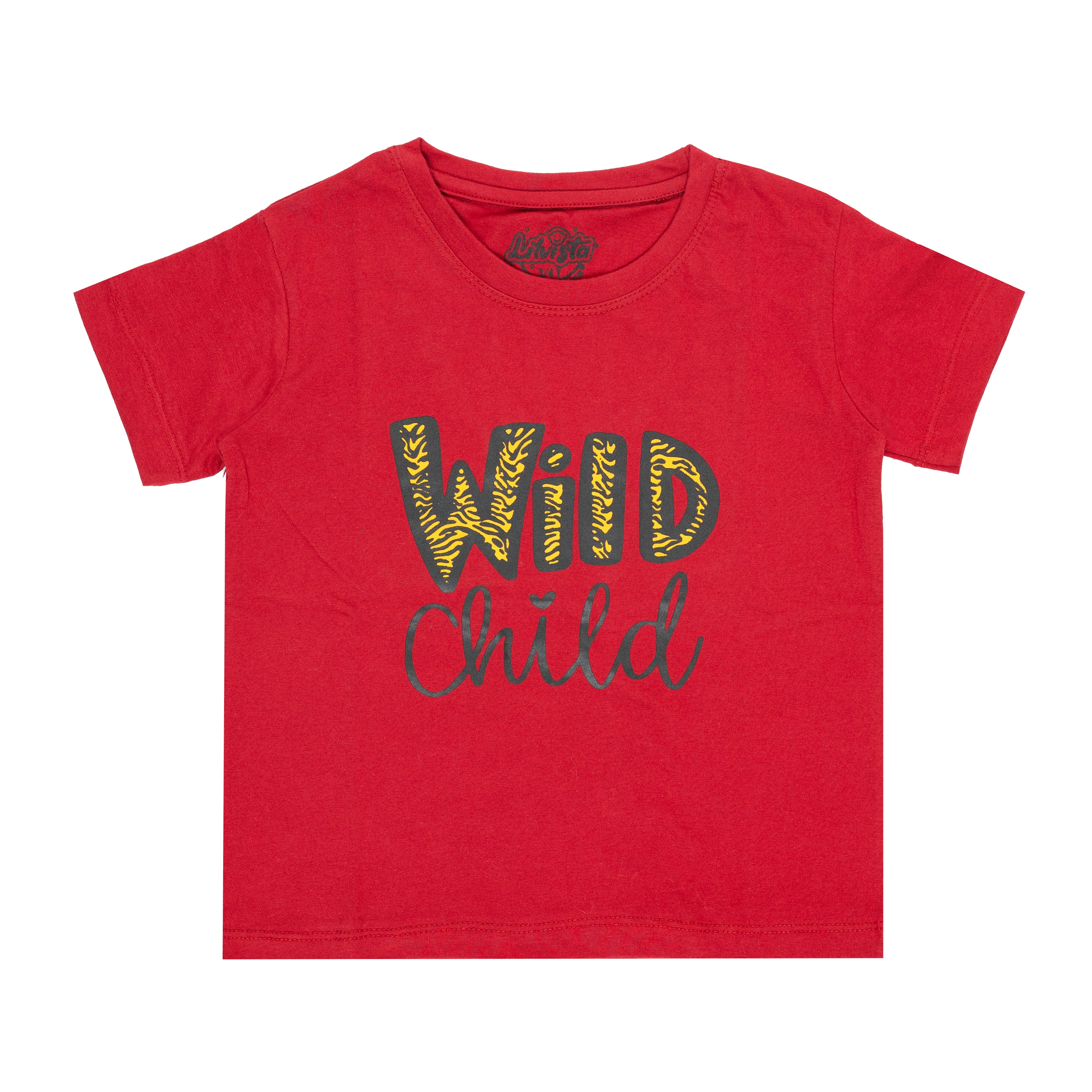 Wild Child Printed T-Shirt – Maroon Cotton Tee for Playful Style