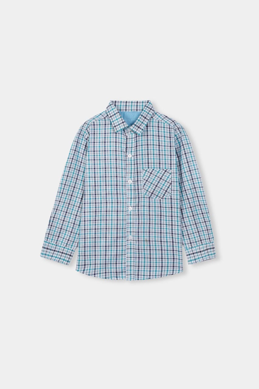 Boys' Checkered Casual Shirt – 100% Cotton, Long Sleeve, Button-Down, Stylish, Comfortable and Trendy